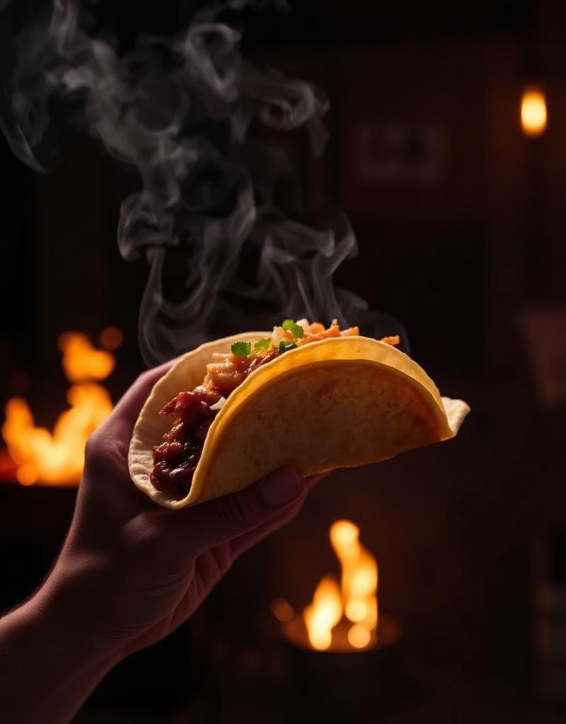 Steaming Korean taco