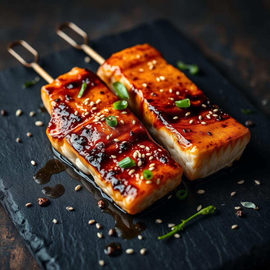 Miso-Glazed Salmon Skewers